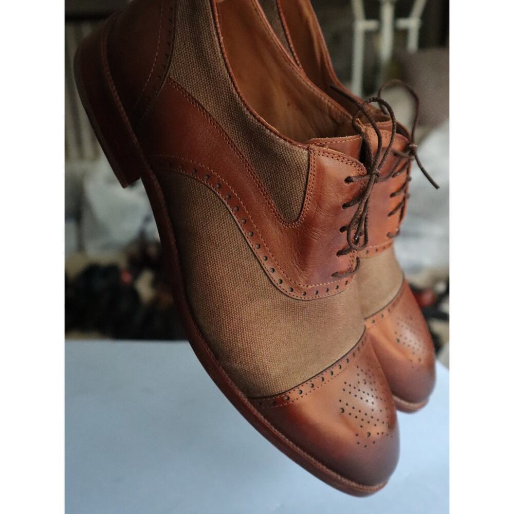 Flag LTD Hamilton Leather Canvas Cap Toe Dress Shoe Burnished Brown Mens 9 - Picture 10 of 10